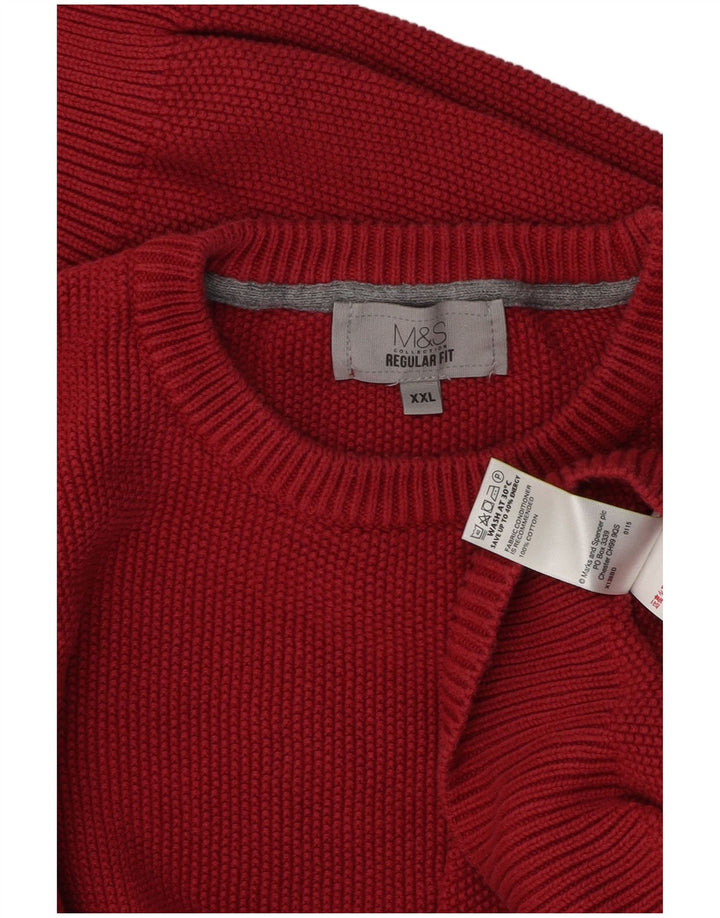 Мужской джемпер с круглым вырезом Marks & Spencer 2XL, красный хлопок