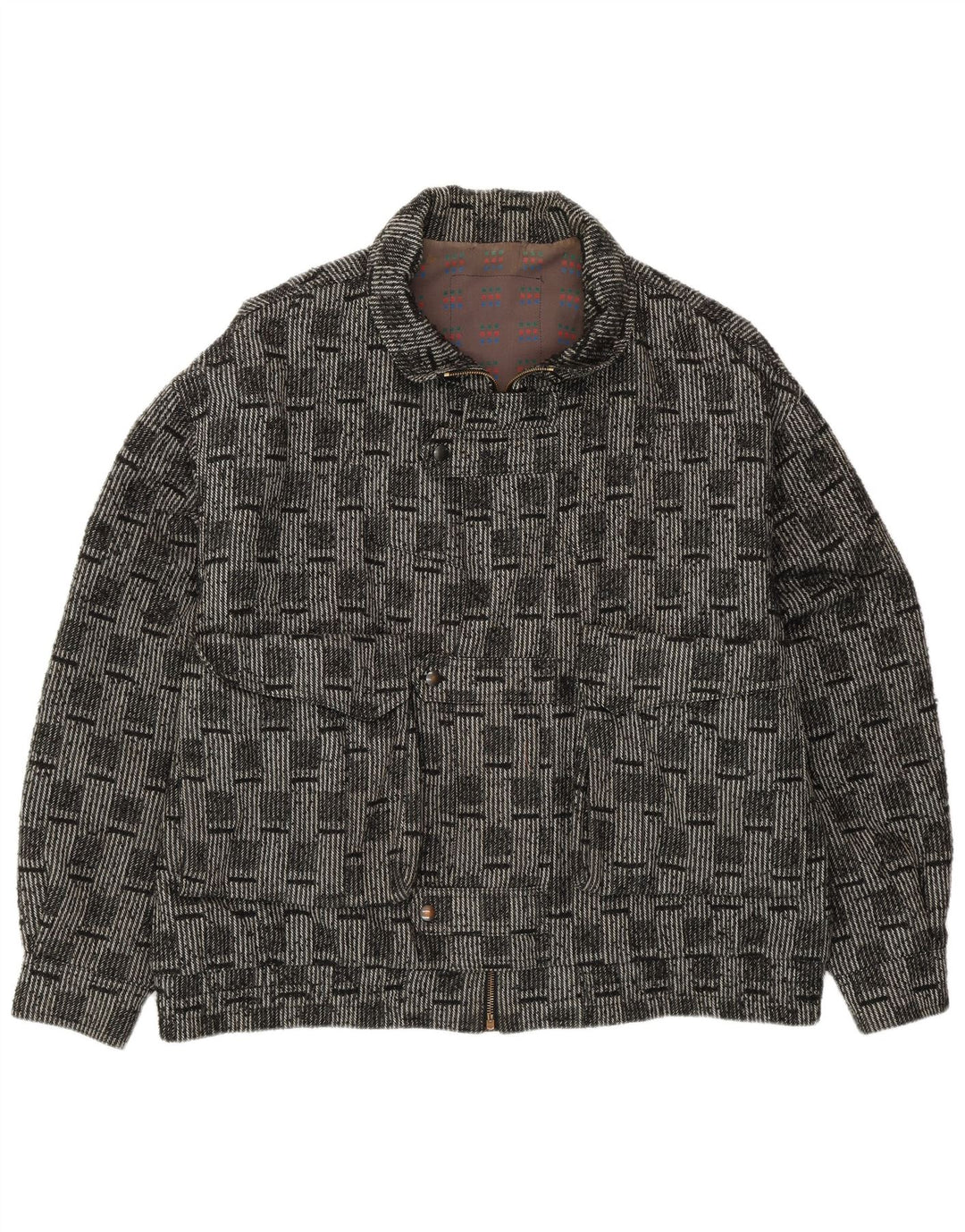 Мужской бомбер VINTAGE IT 52 XL Серый Шерстяной Клетчатый