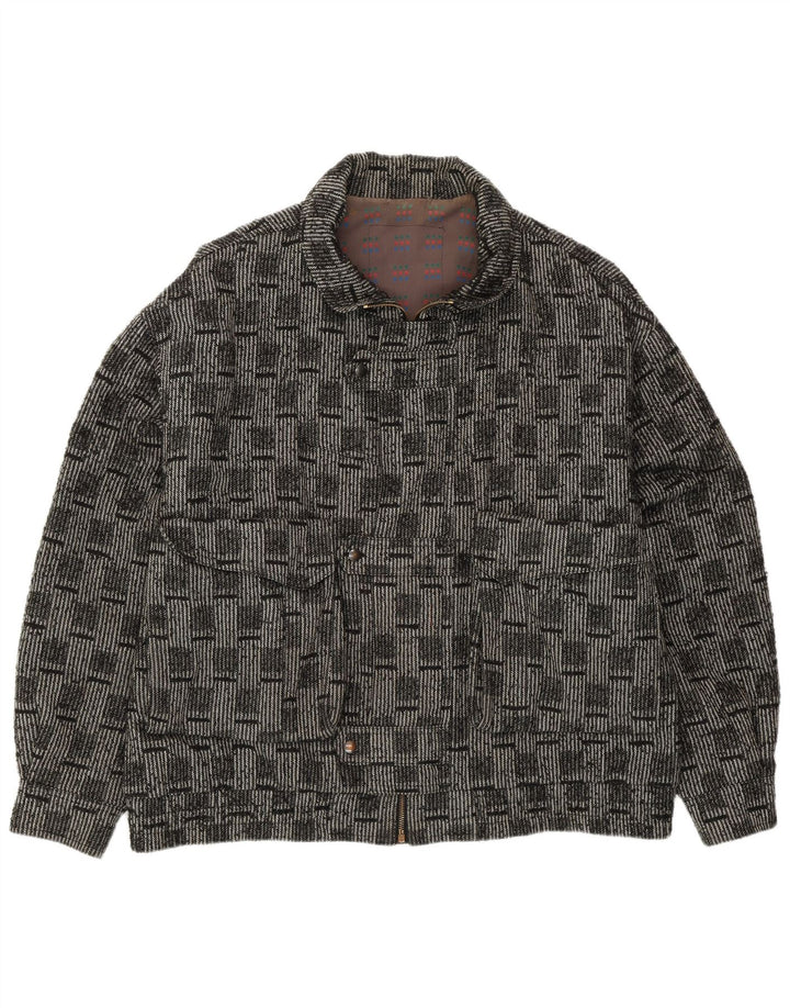 Мужской бомбер VINTAGE IT 52 XL Серый Шерстяной Клетчатый