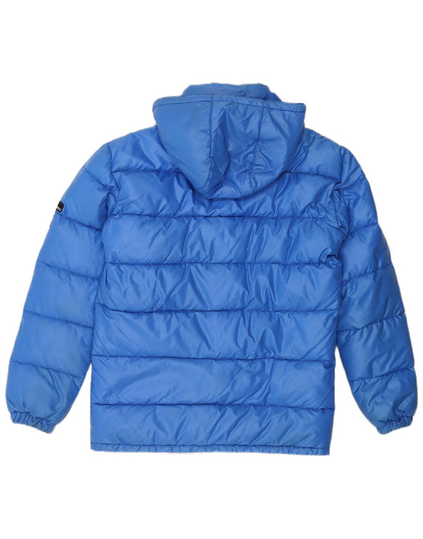 Vintage Mens Hooded Padded Jacket UK 38 Medium Blue Polyamide