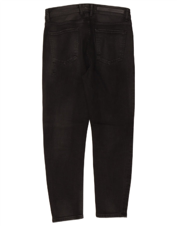 Мужские потертые узкие джинсы Zara EU 42, большие W32 L26, черные