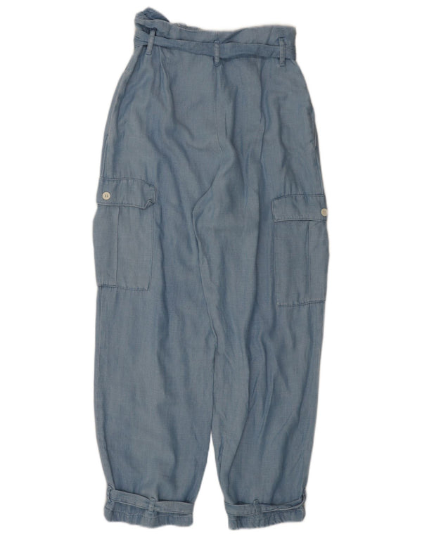 Женские брюки карго свободного покроя с завышенной талией ZARA, маленькие W26 L26, синие