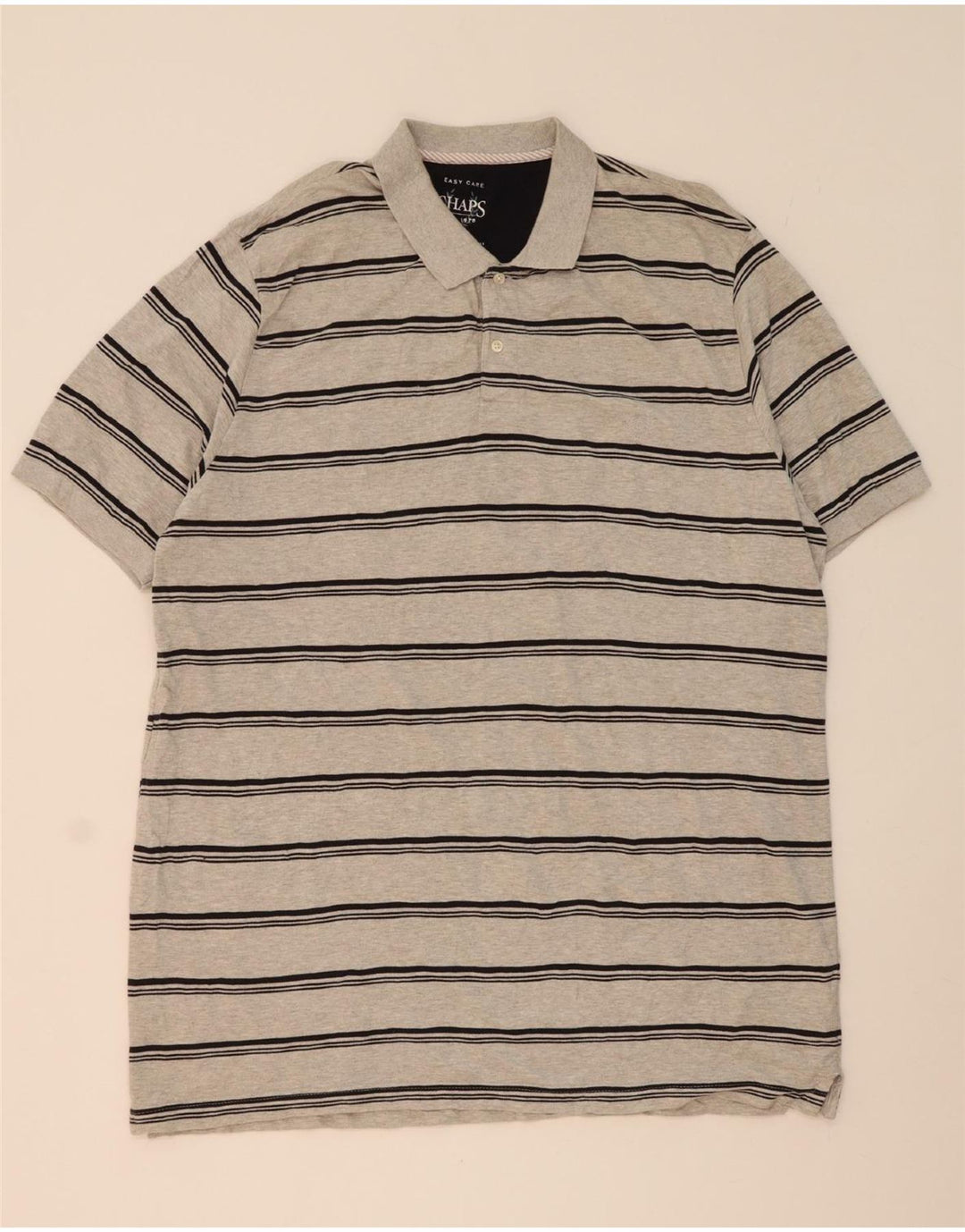 CHAPS Mens Polo Shirt XL Grey Striped Cotton Vintage Chaps and Second-Hand Chaps from Messina Hembry 