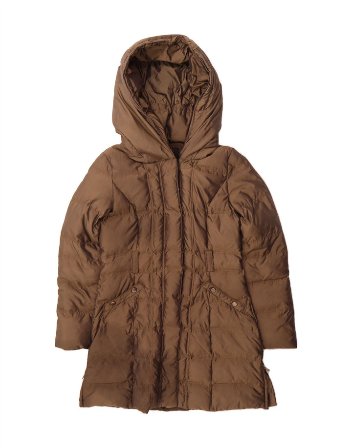 ZARA Womens Hooded Padded Jacket UK 14 Medium Brown Vintage Zara and Second-Hand Zara from Messina Hembry 