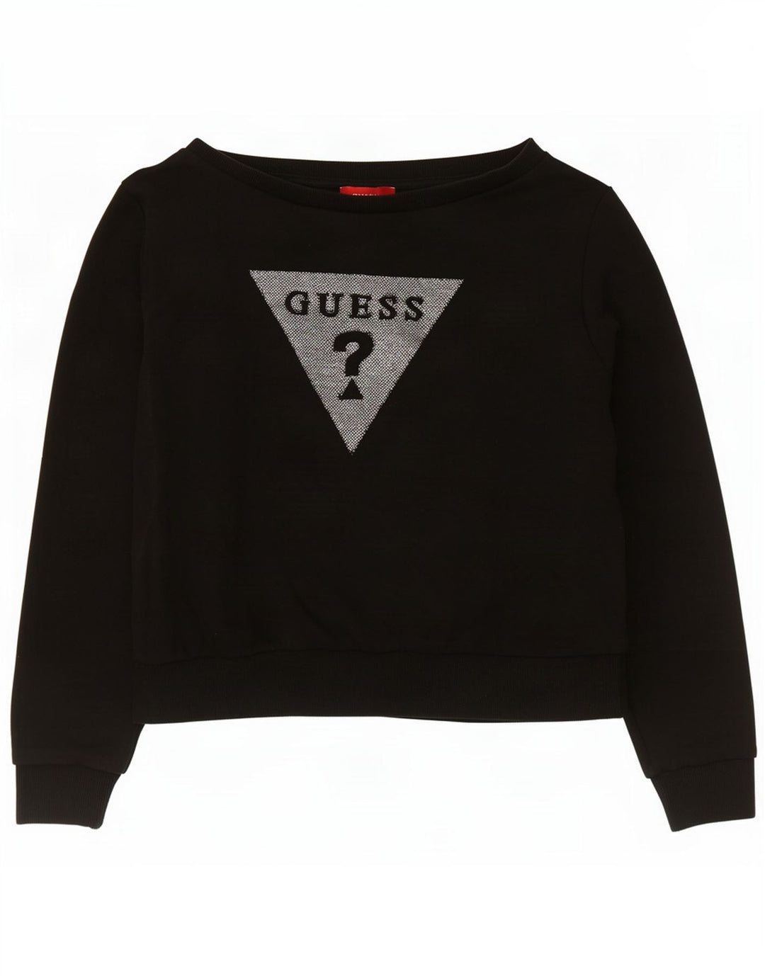 Женский укороченный свитшот с графическим рисунком Guess UK 14, средний черный хлопковый джемпер