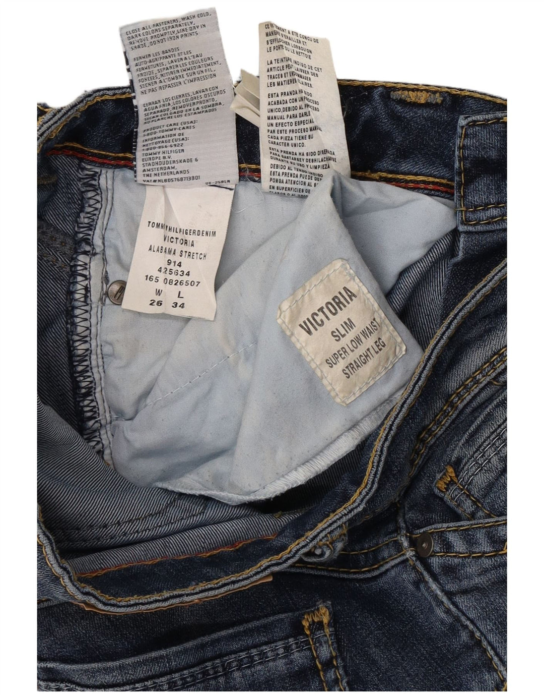 TOMMY HILFIGER Женские прямые джинсы Victoria Super Low Slim W26 L34 синие