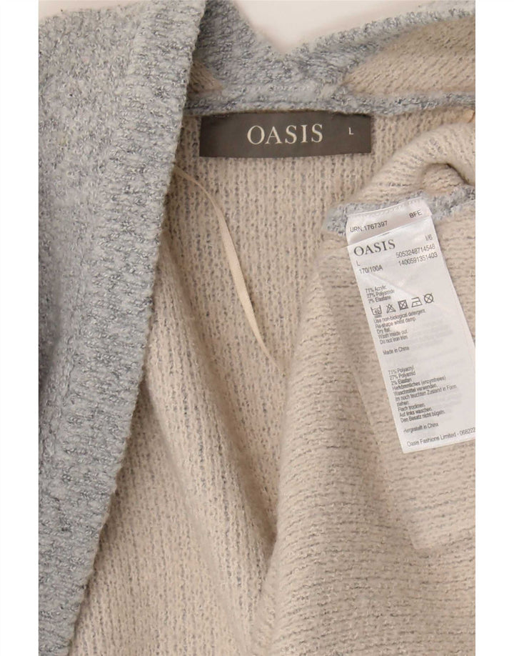 Женский свободный открытый кардиган Oasis UK 16, большой серый акрил