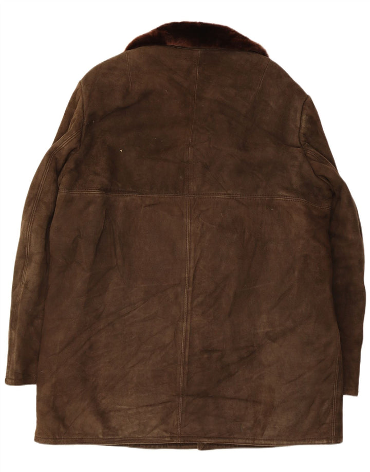 Винтажная мужская дубленка UK 42 XL коричневая кожаная