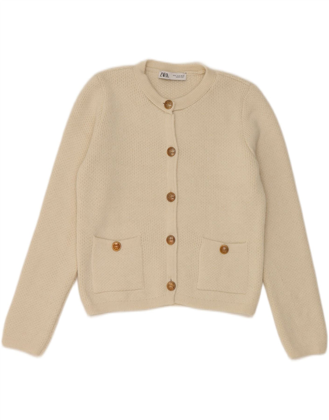 Женский кардиган Zara UK 12, средний цвет, белый акрил