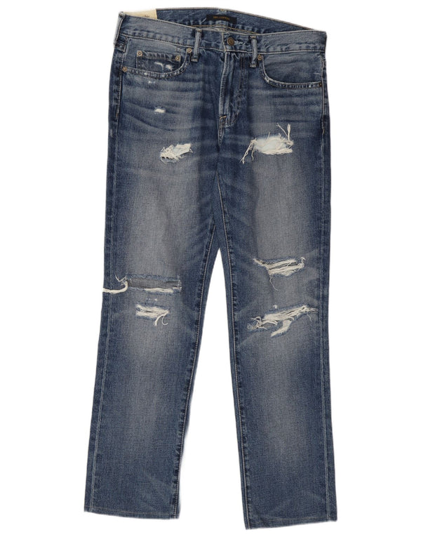 Мужские прямые узкие джинсы Abercrombie & Fitch W31 L29, синий хлопок
