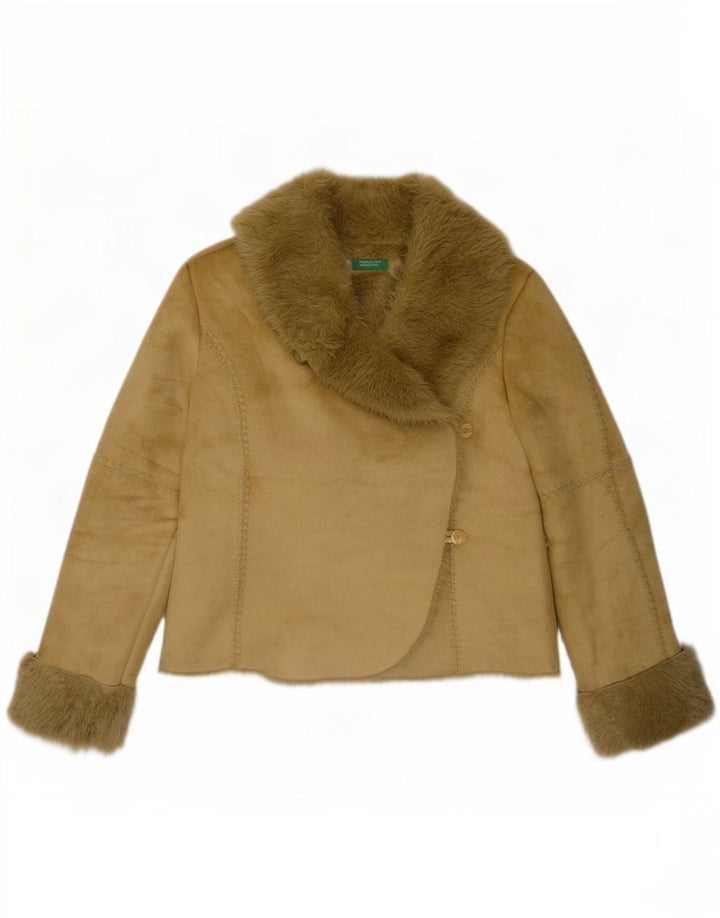 Женская куртка Benetton из шерпы IT 46, большая, зеленая, полиэстер