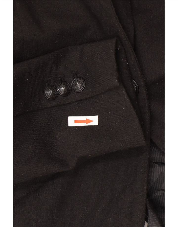 Женский пиджак Zara на 1 пуговице UK 12, средний черный полиэстер