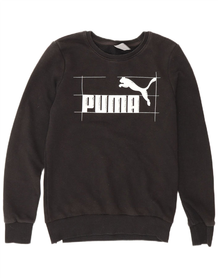 PUMA Womens Graphic Sweatshirt Jumper UK 8 Small  Black Cotton
