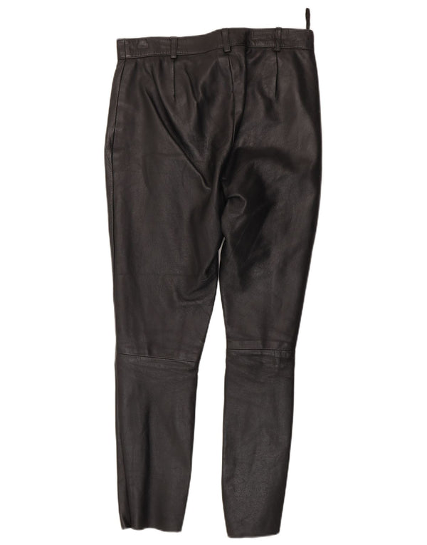 Женские кожаные брюки узкого кроя Sasha UK 12 Medium W30 L26 Черные