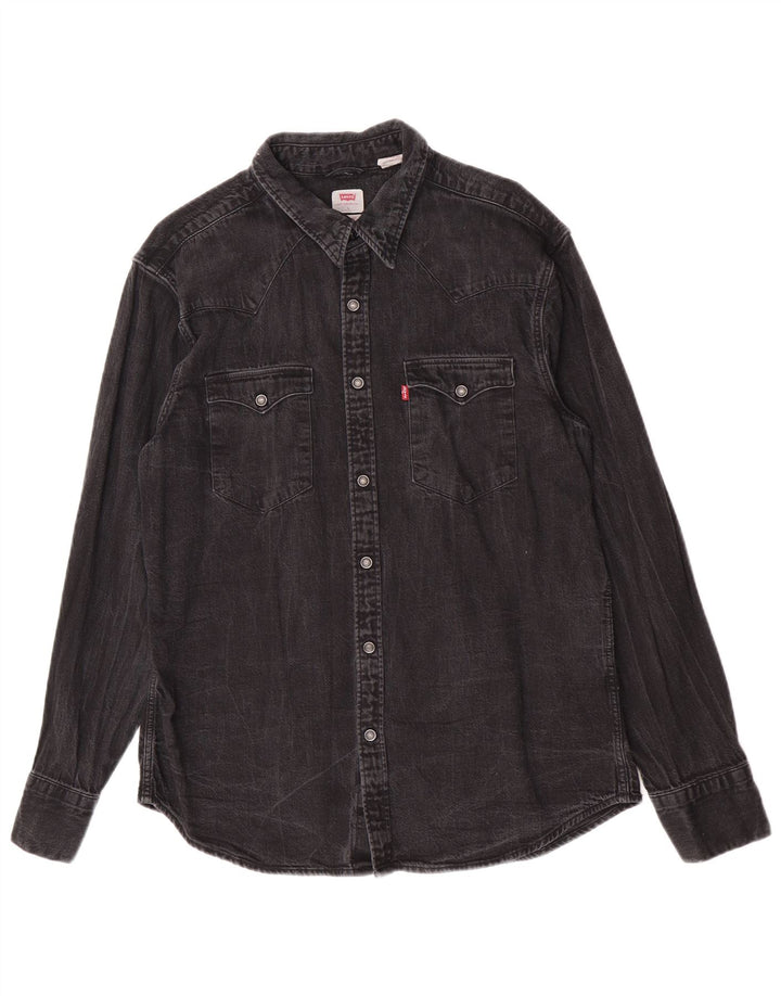 Мужская стандартная джинсовая рубашка Levi's, большая серая хлопковая рубашка