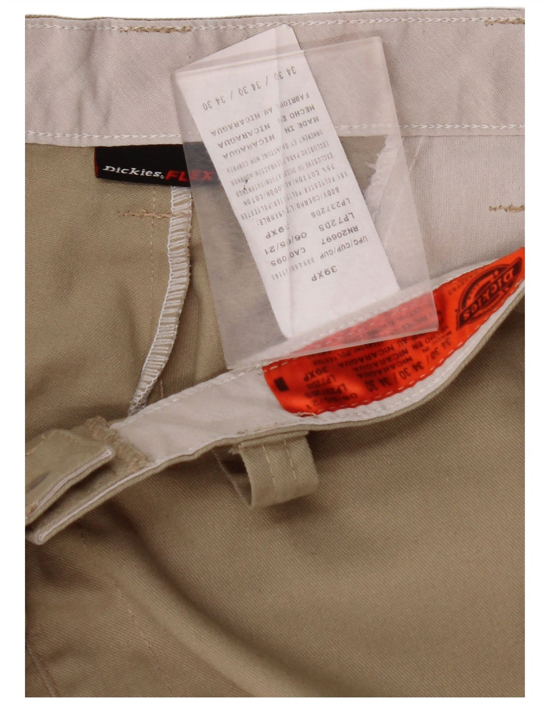 DICKIES Мужские прямые брюки-карго W34 L30 бежевого цвета из полиэстера