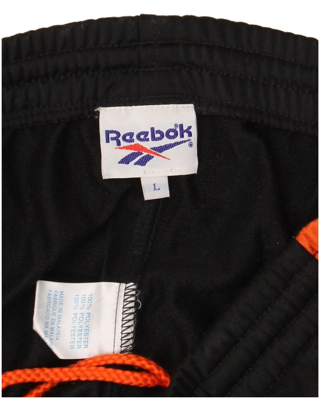 Мужские спортивные брюки Reebok, большие черные полиэстер с цветными блоками