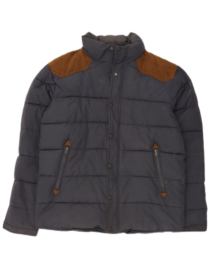 Мужская стеганая куртка Quiksilver UK 40, большая, темно-синяя, хлопковая