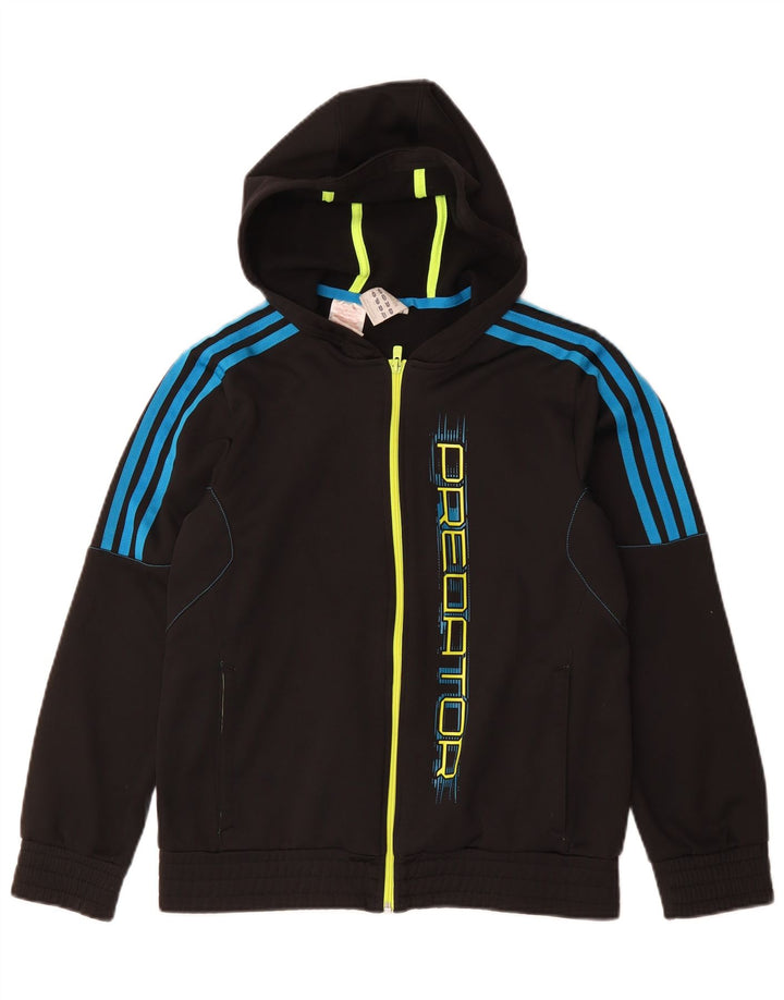 Adidas Свитер с капюшоном и молнией Predator для мальчиков 13–14 лет, черный полиэстер