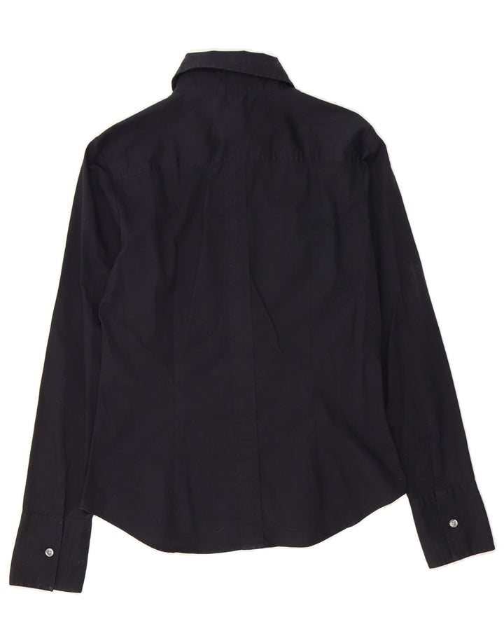 BENETTON Womens Shirt UK 12 Medium Navy Blue Cotton Vintage Benetton and Second-Hand Benetton from Messina Hembry 