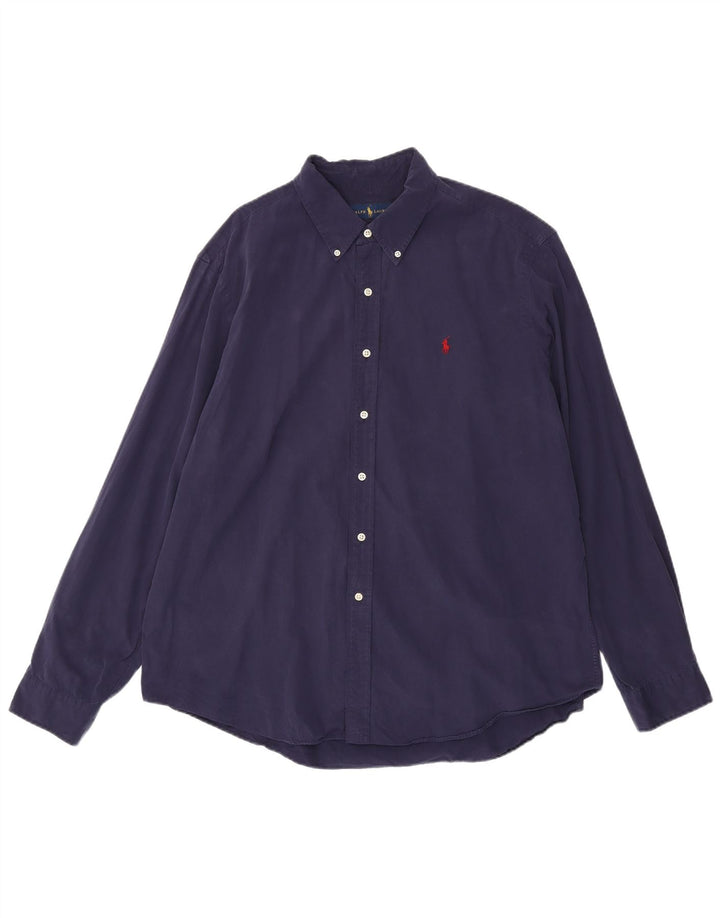 Мужская рубашка Ralph Lauren 2XL темно-синяя хлопковая