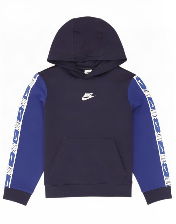 Джемпер с капюшоном Nike для мальчиков, 8–9 лет, маленький, темно-синий, с цветными блоками
