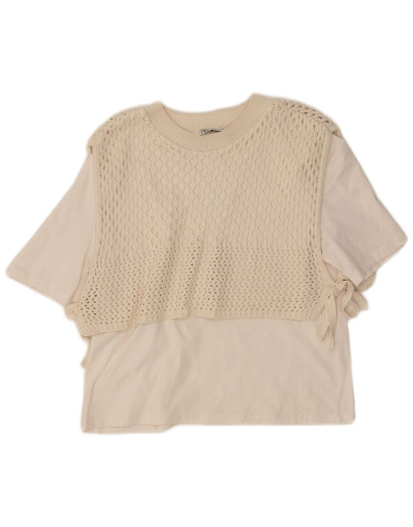 Женская блузка Zara Top UK 12, средний белый