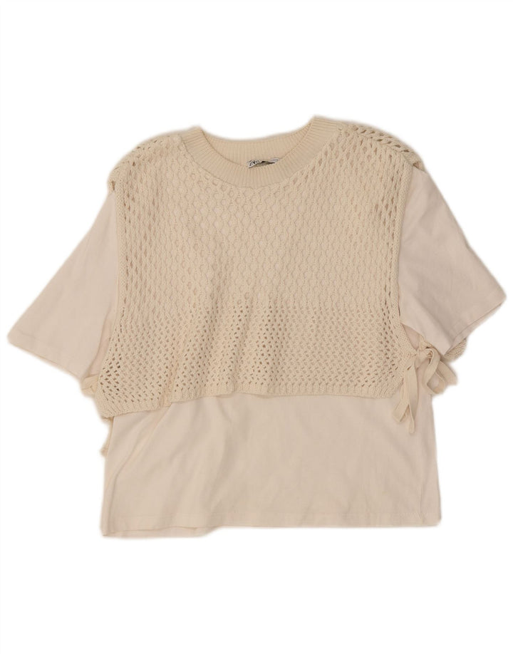 Женская блузка Zara Top UK 12, средний белый