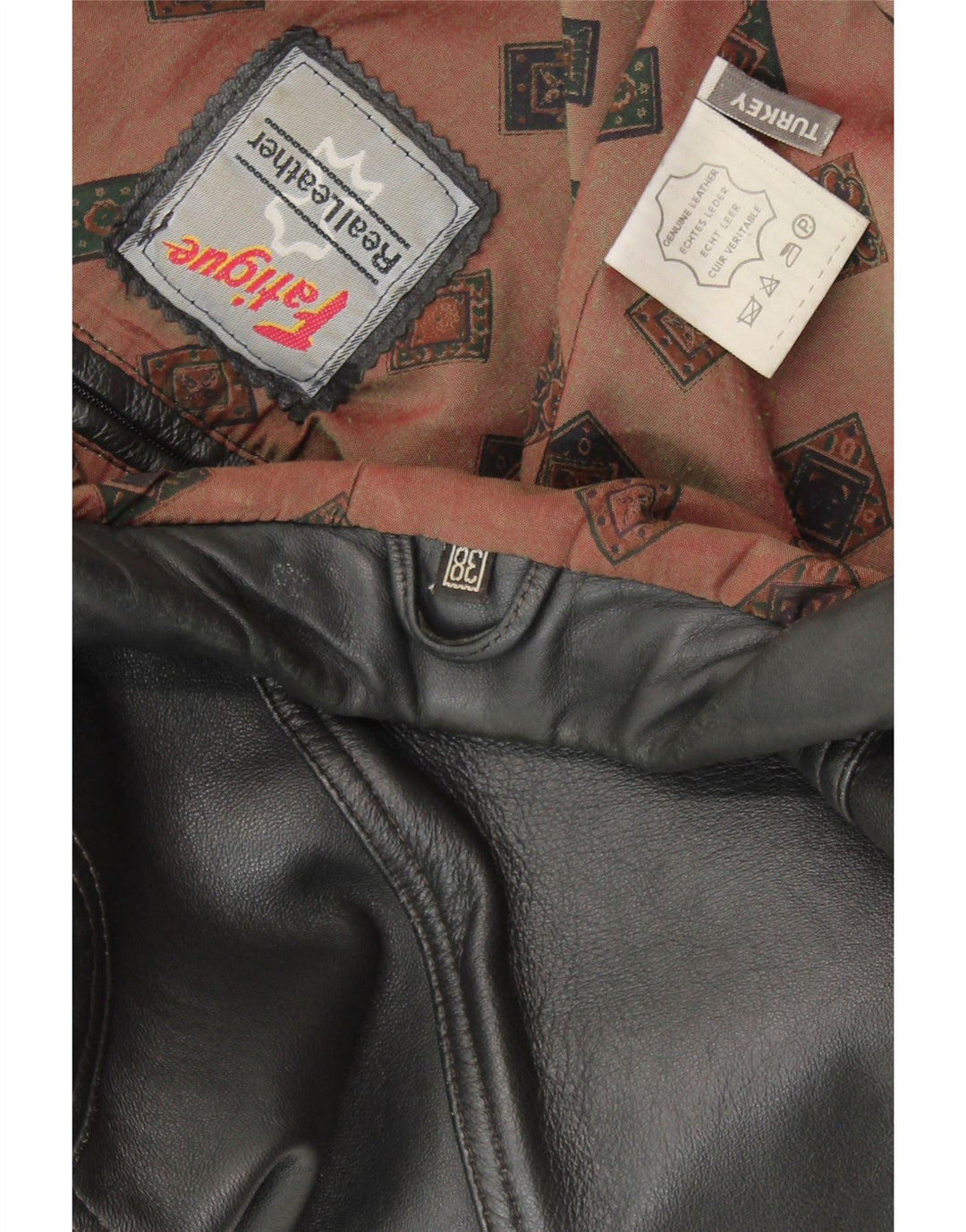 Мужская кожаная куртка FATIGUE UK 38, средний черный кожаный цвет