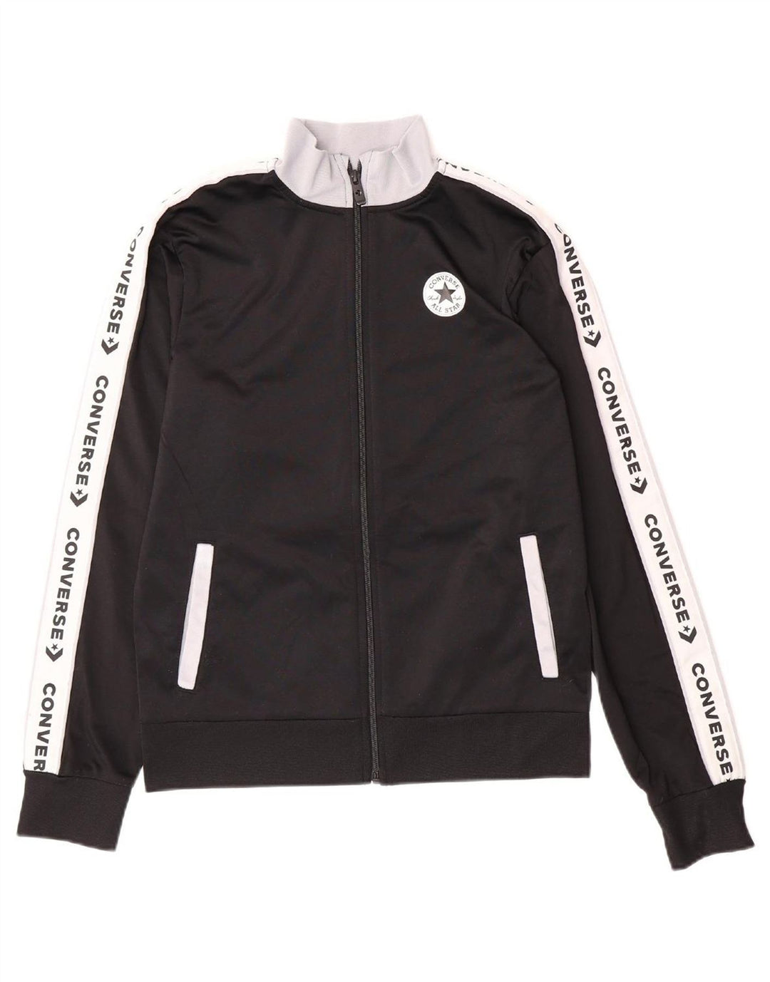 CONVERSE Boys Tracksuit Top Jacket 12-13 Years Large Black Colourblock