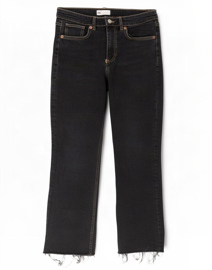 Женские укороченные джинсы Zara Bootcut EU 42, большие W32 L26, черные