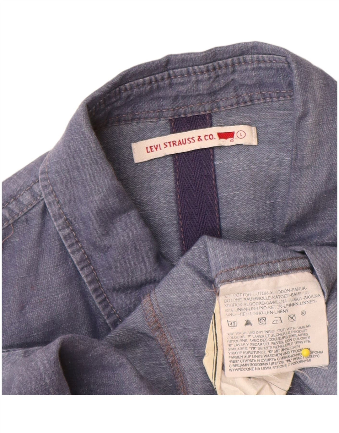 Женская рубашка с коротким рукавом Levi's UK 14, большой синий хлопок