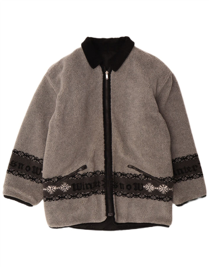 Мужская двусторонняя флисовая куртка VINTAGE UK 38 среднего серого цвета Fair Isle
