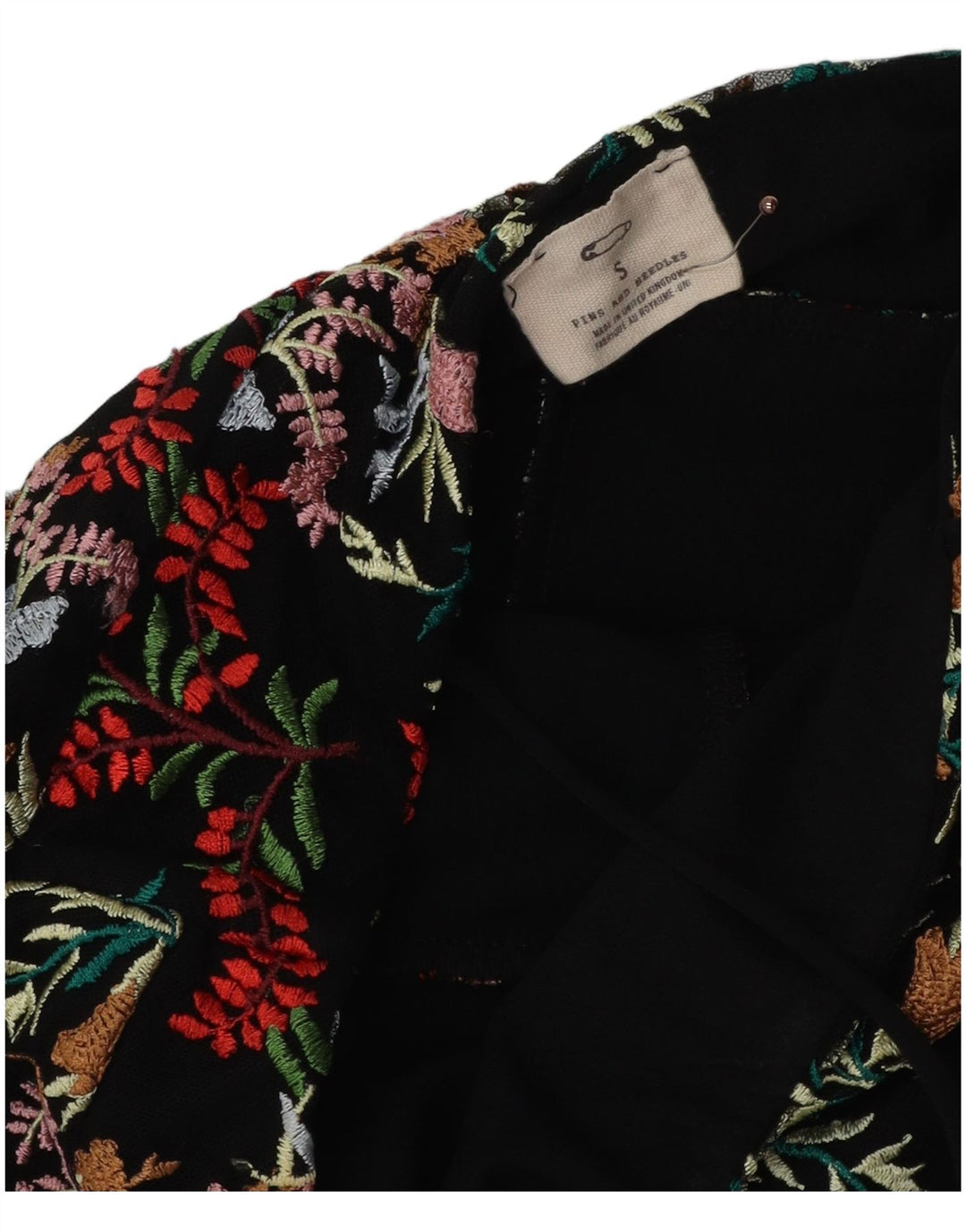 Женское платье-комбинация PINS AND NEEDLES UK 8, маленькое черное с цветочным принтом