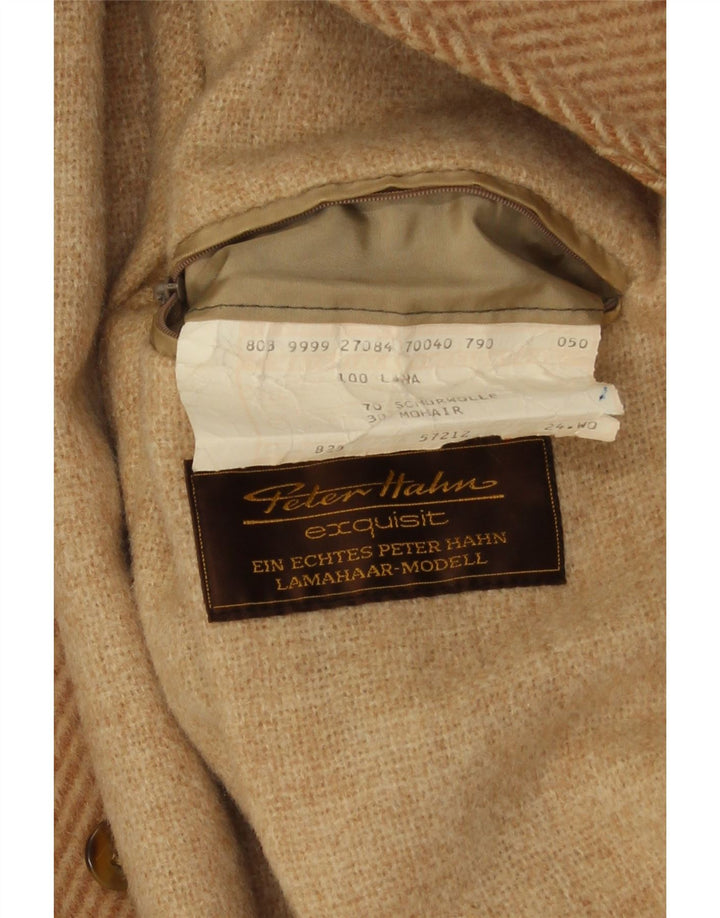 Мужская куртка-бомбер Peter Hahn IT 50, большая бежевая, с узором «в елочку», шерсть