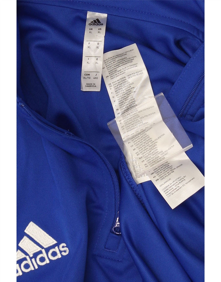 Женский топ Adidas Climalite с графическим воротником на молнии и длинными рукавами XL, синий полиэстер