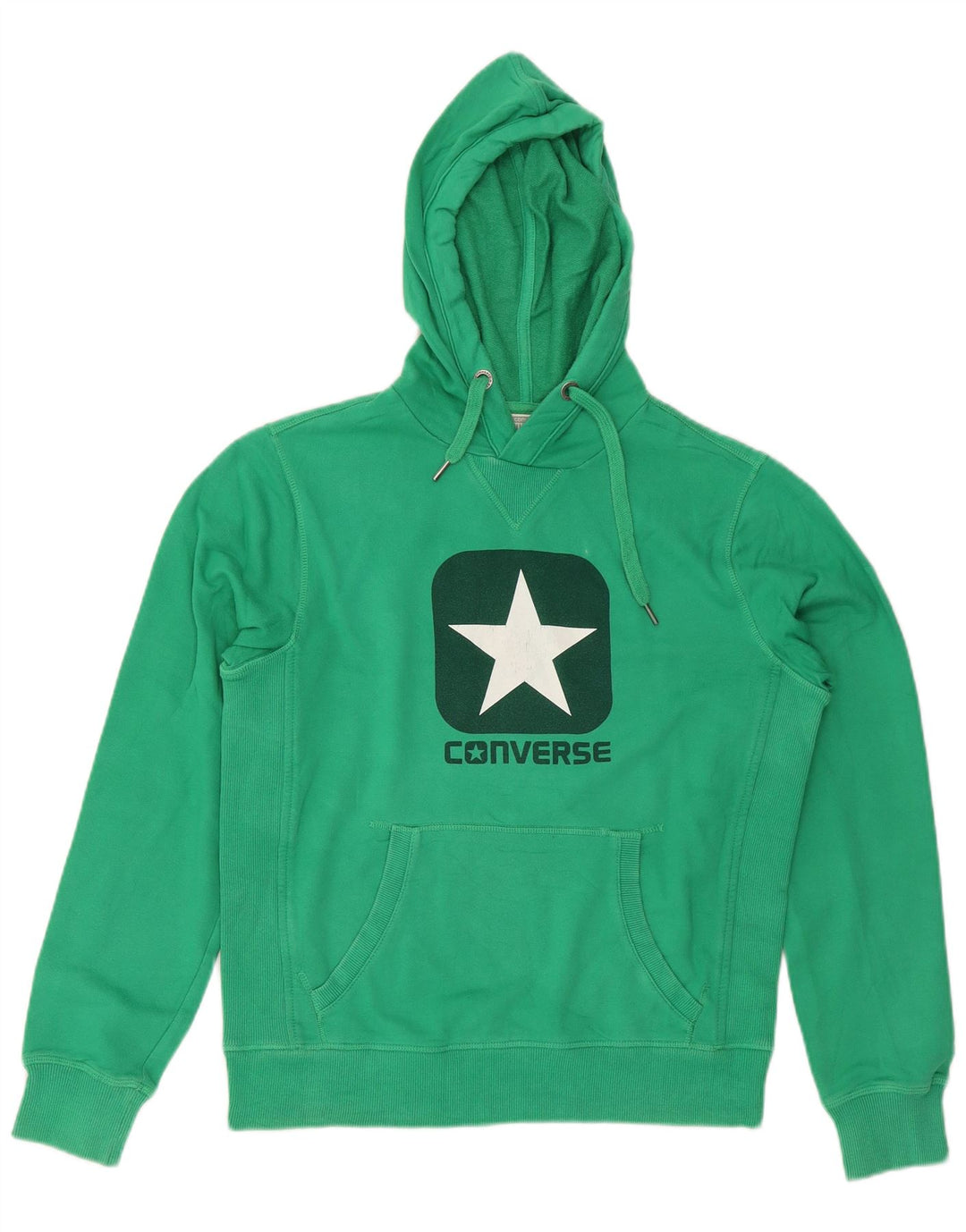 Мужской джемпер с капюшоном Converse с рисунком, хлопковый, среднего зеленого цвета