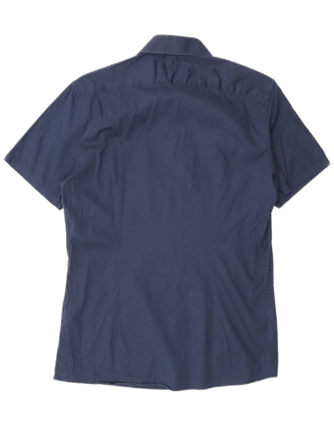 Reiss Мужская приталенная рубашка с коротким рукавом среднего размера, темно-синяя, хлопковая