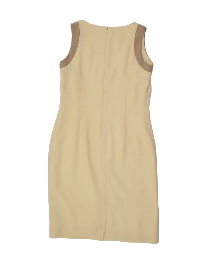 VINTAGE Womens Sleeveless Sheath Dress UK 12 Medium Beige Vintage Vintage and Second-Hand Vintage from Messina Hembry 