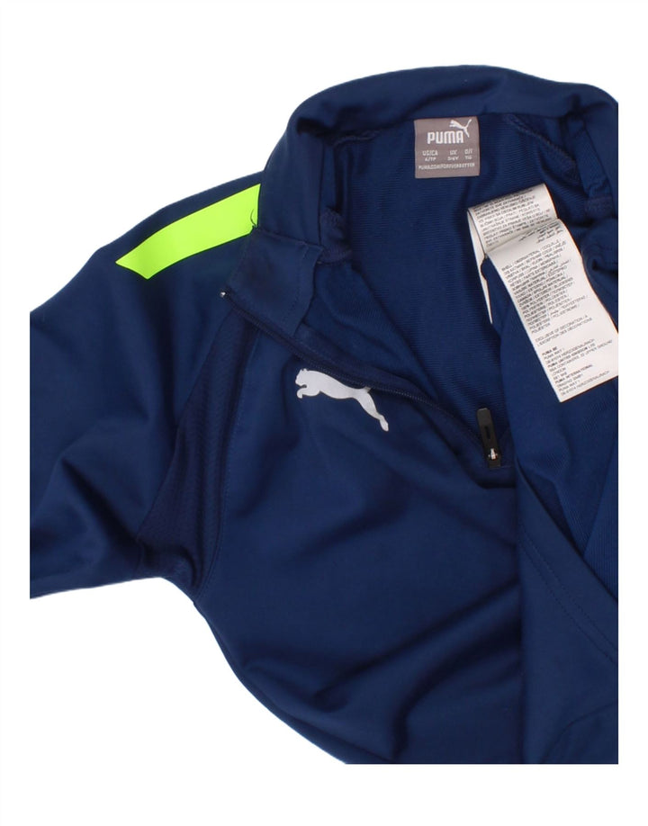 Пуловер с воротником на молнии для мальчиков Puma, синий спортивный костюм, 5–6 лет