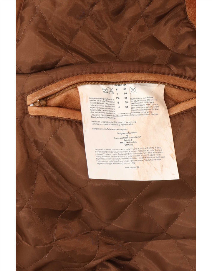 Мужская кожаная куртка Trapper IT 56 3XL Коричневая кожаная