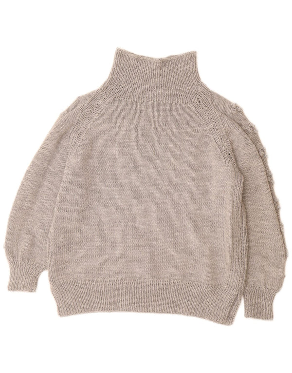 ВИНТАЖНЫЙ женский джемпер с высоким воротником, Великобритания 14, большой серый цвет