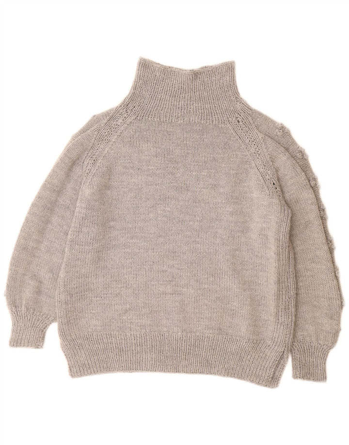 ВИНТАЖНЫЙ женский джемпер с высоким воротником, Великобритания 14, большой серый цвет