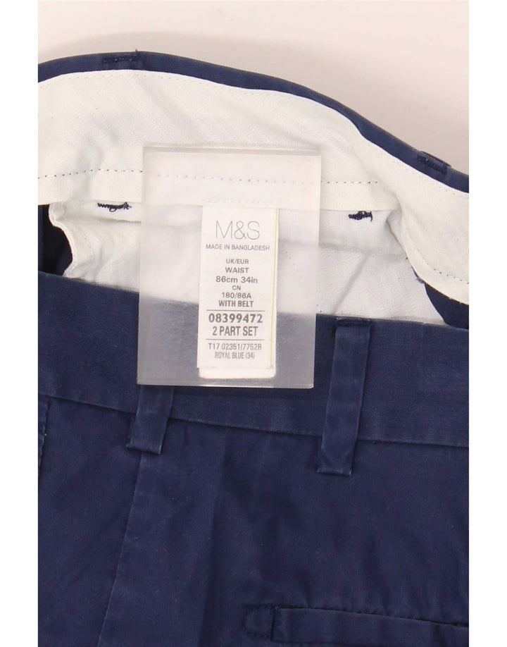 Мужские шорты чинос Marks & Spencer W34, большие синие, хлопок