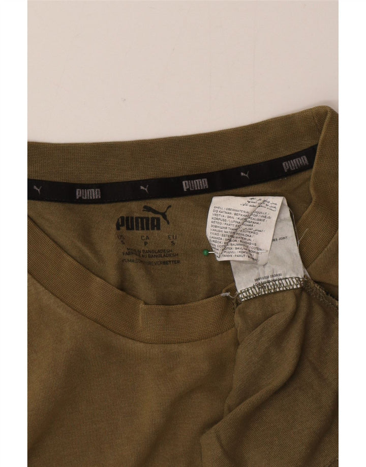 Мужская футболка с рисунком Puma, маленький размер, цвет хаки, хлопок