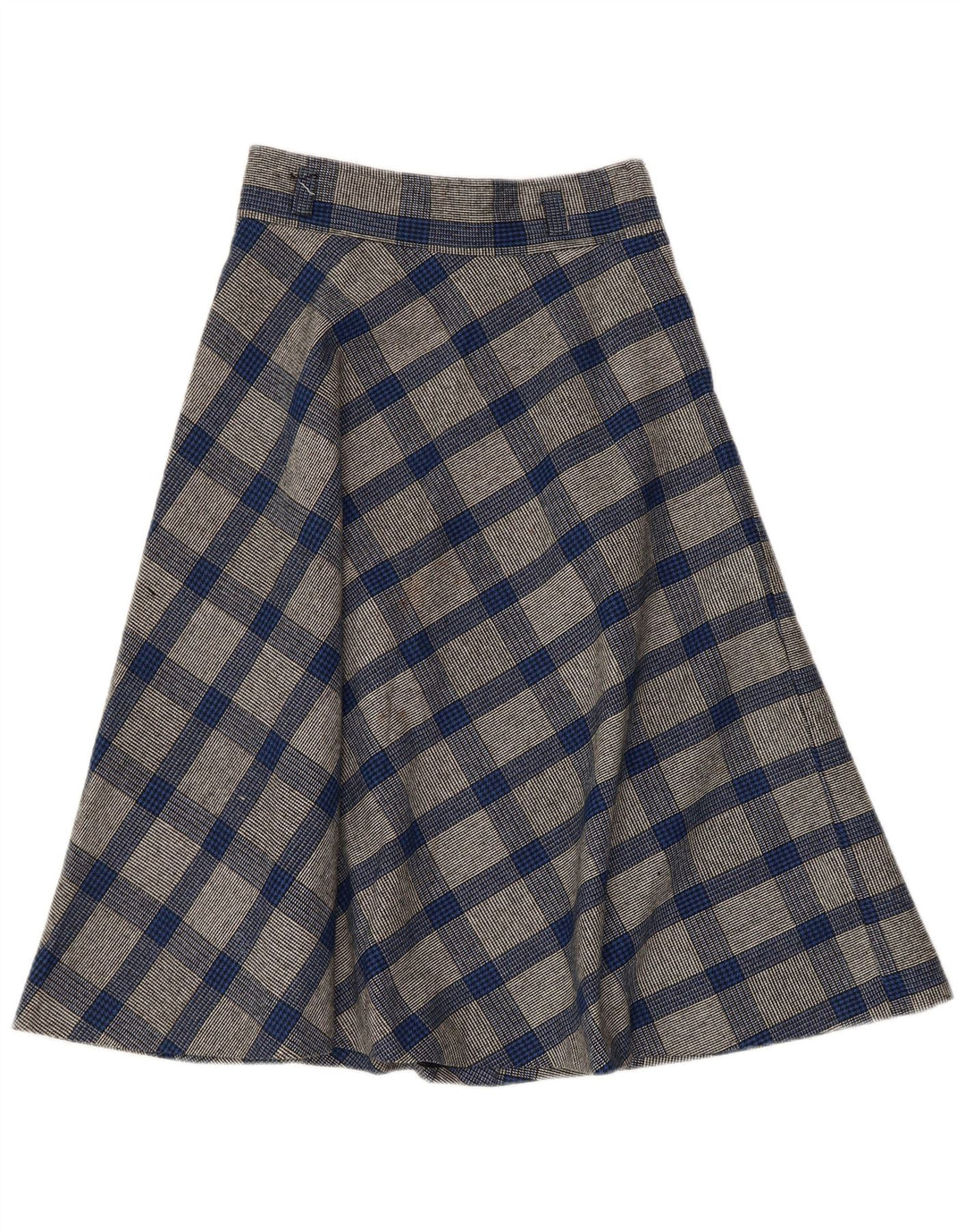 ВИНТАЖНАЯ женская юбка-трапеция W26, маленькая синяя с узором "гусиные лапки"