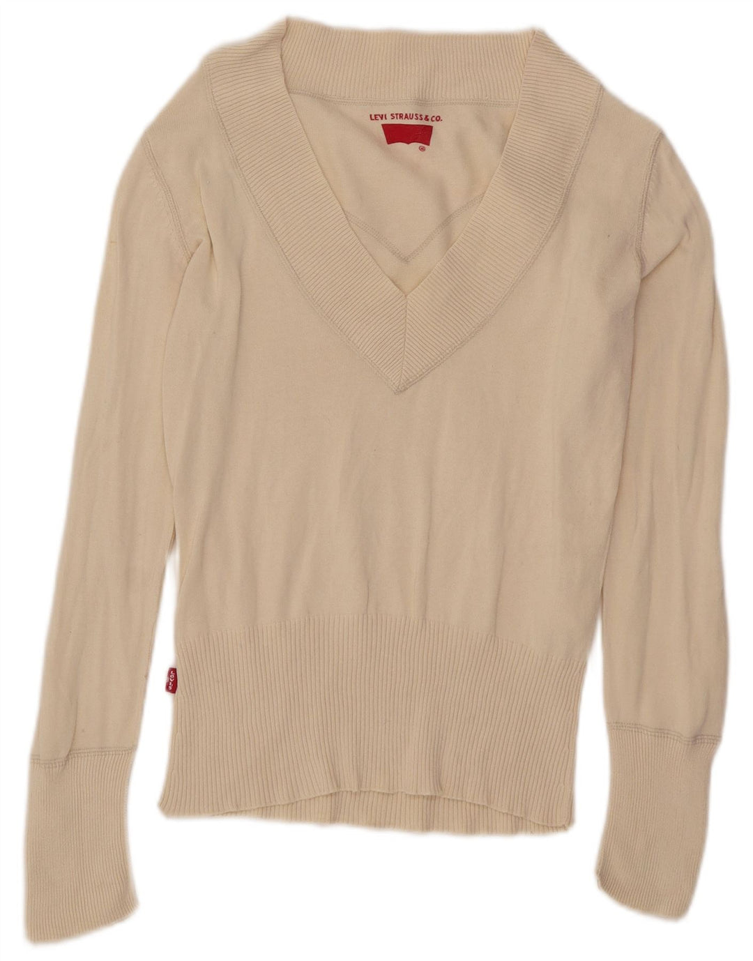 Женский джемпер с v-образным вырезом Levi's UK 12 Medium Off White