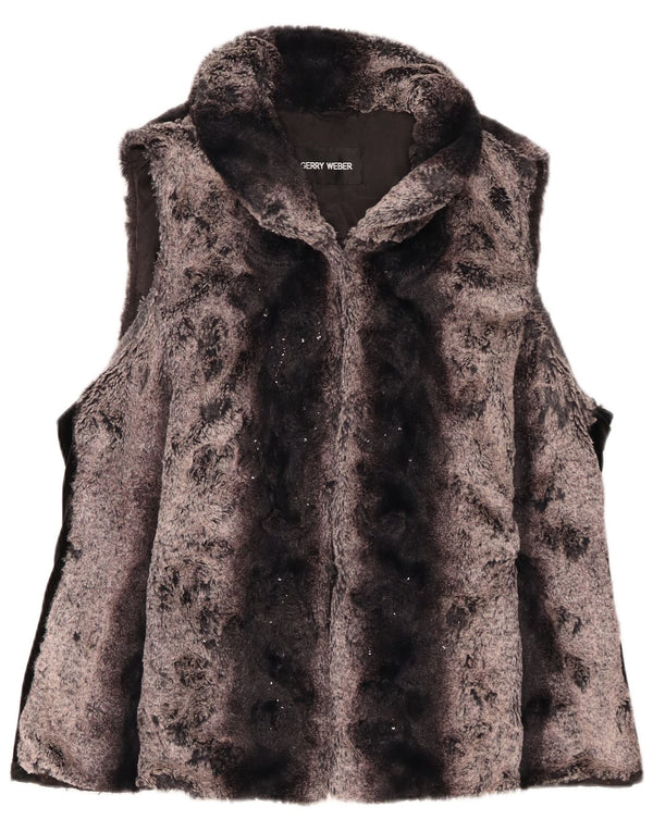 Женский жилет из искусственного меха Gerry Weber UK 16, большой серый в полоску