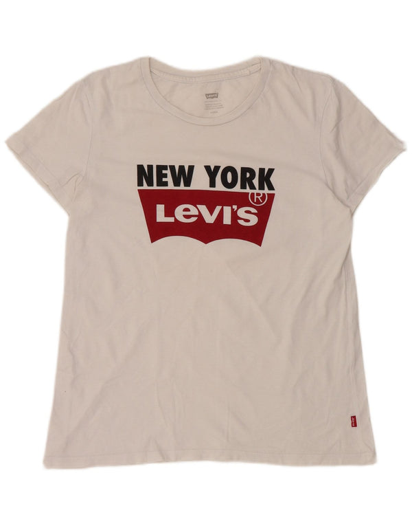 Женская футболка с рисунком LEVI'S New York Top UK 10, маленькая белая