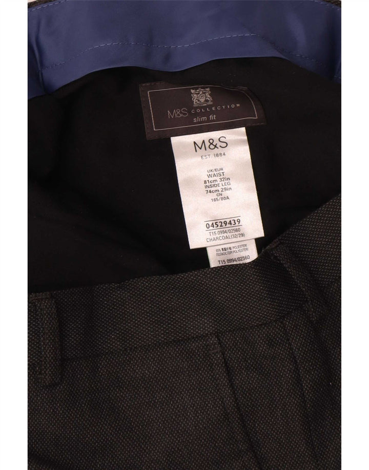 Мужские брюки узкого кроя Marks & Spencer W32 L29, серый полиэстер